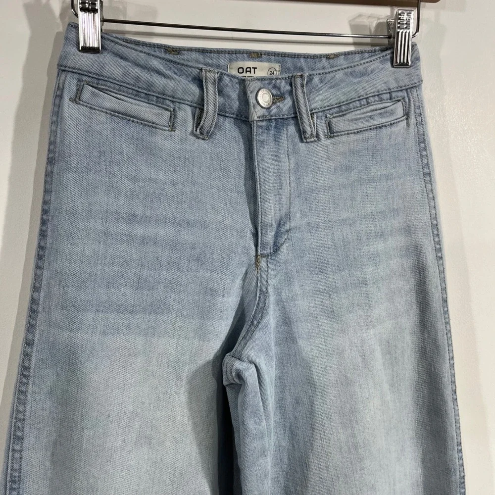 OAT NY Relaxed Wide Leg Crop Jeans Light Wash Denim Womens 24 Streetwear Boho